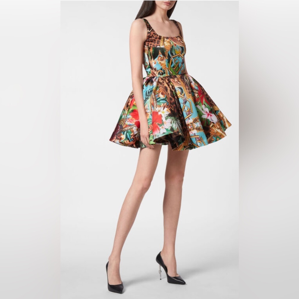 PHILIPP PLEIN
DUCHESSE SHORT DRESS BAROQUE FLOWERS